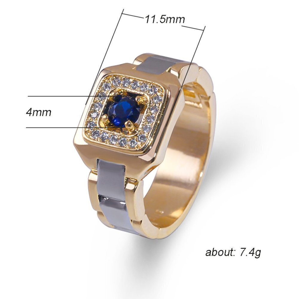 💍 Royal Blue Zircon Stone Luxury Gold Ring for Man, INDN8192 - Picture 6 of 8